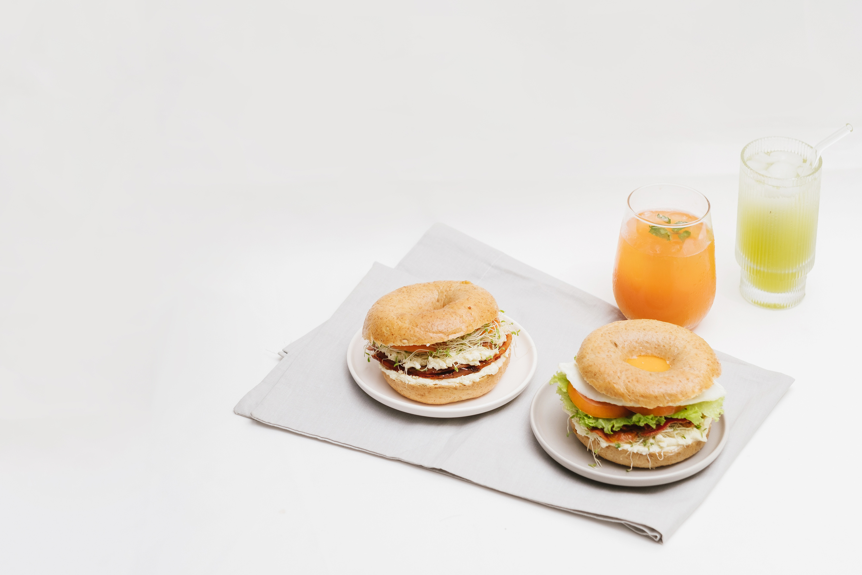 Bagel Sandwiches with Cocktails